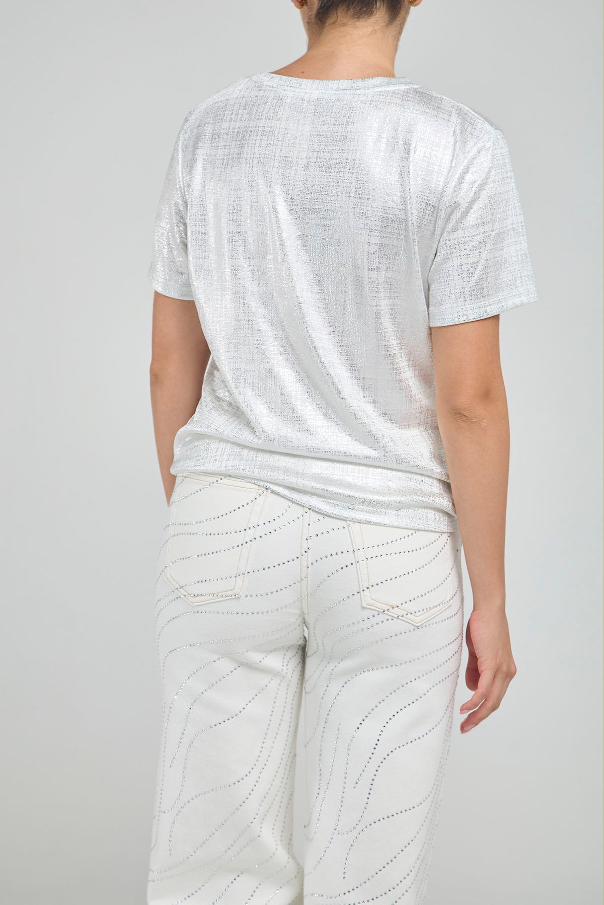 CAMISETA BASICA LUREX CUELLO REDONDO  MANGA CORTA