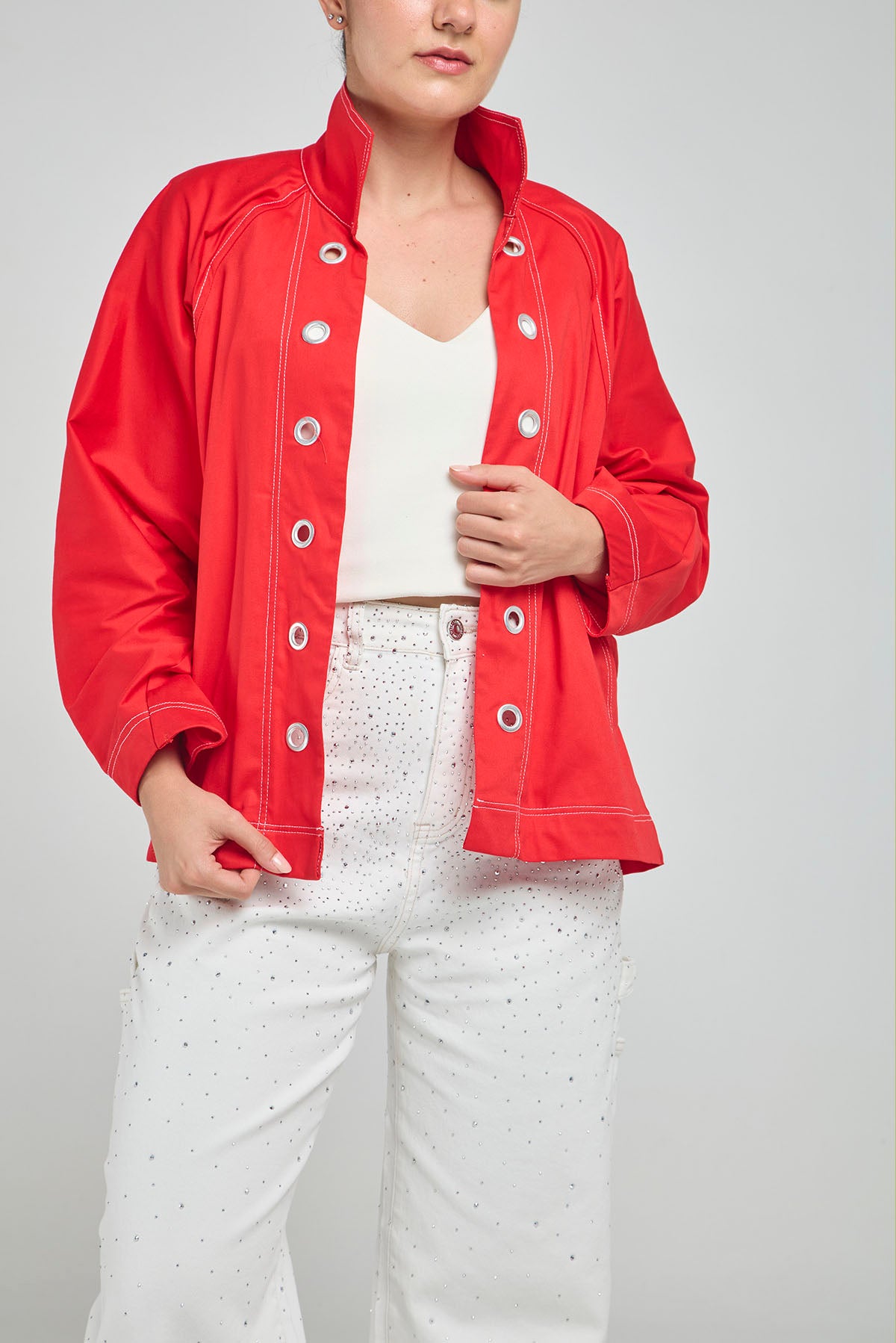 CHAQUETA LARGA ABIERTA  OJALETES PERILLA  MANGA MURCIELAGO