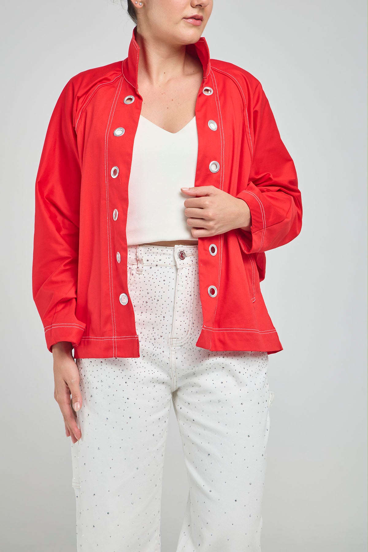 CHAQUETA LARGA ABIERTA  OJALETES PERILLA  MANGA MURCIELAGO