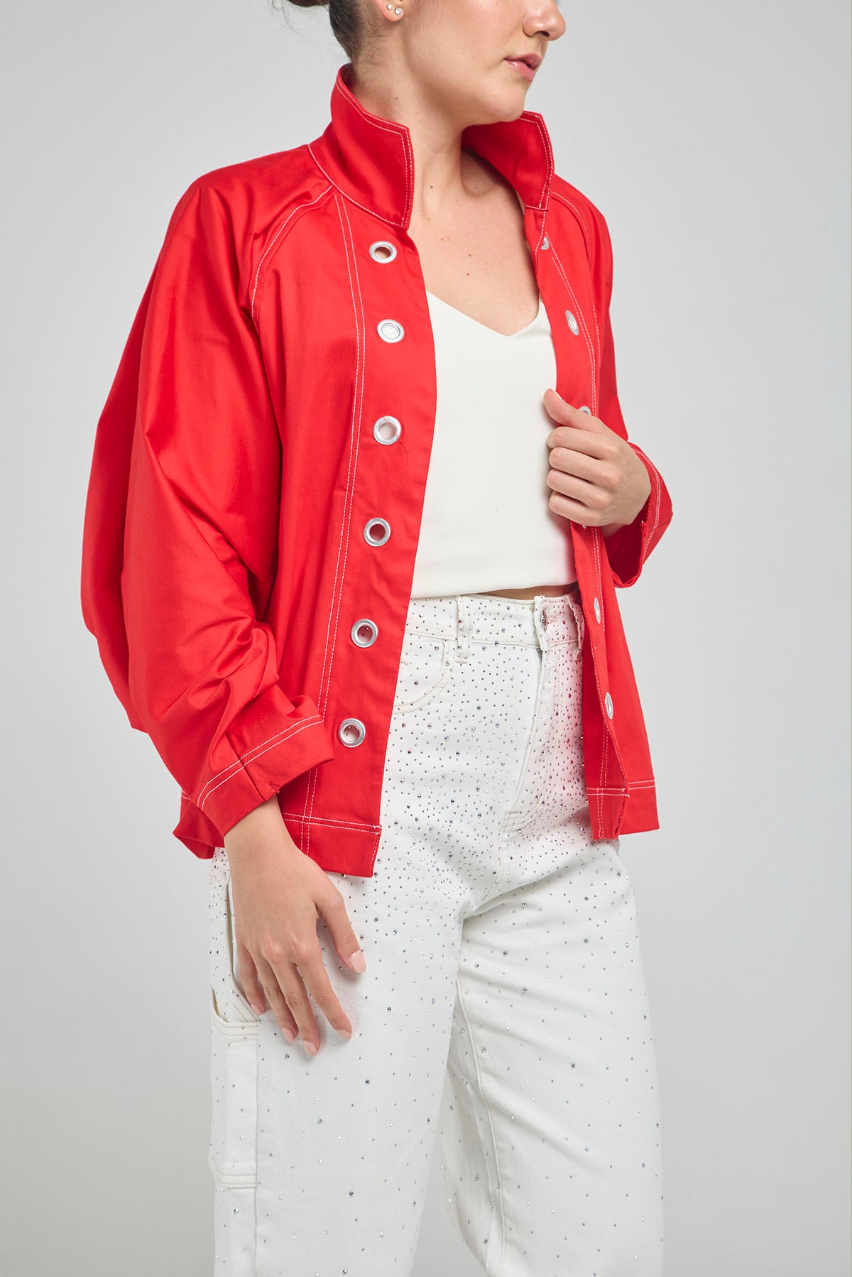 CHAQUETA LARGA ABIERTA  OJALETES PERILLA  MANGA MURCIELAGO