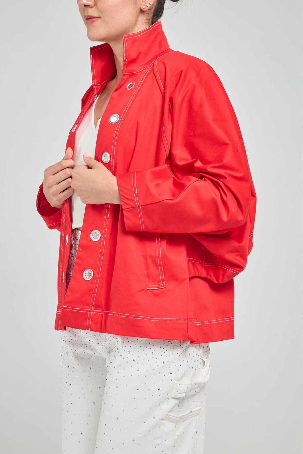 CHAQUETA LARGA ABIERTA  OJALETES PERILLA  MANGA MURCIELAGO