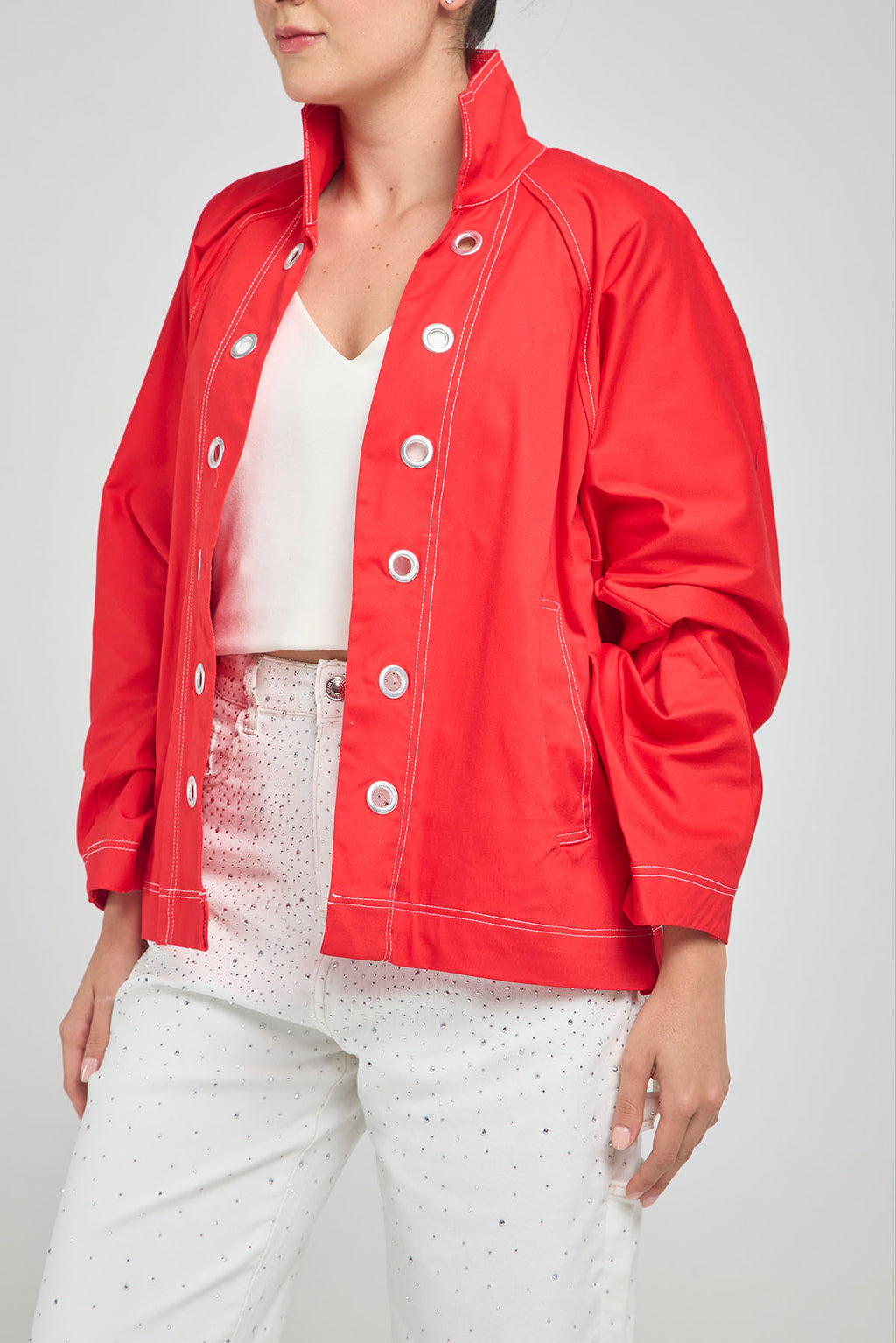 CHAQUETA LARGA ABIERTA  OJALETES PERILLA  MANGA MURCIELAGO