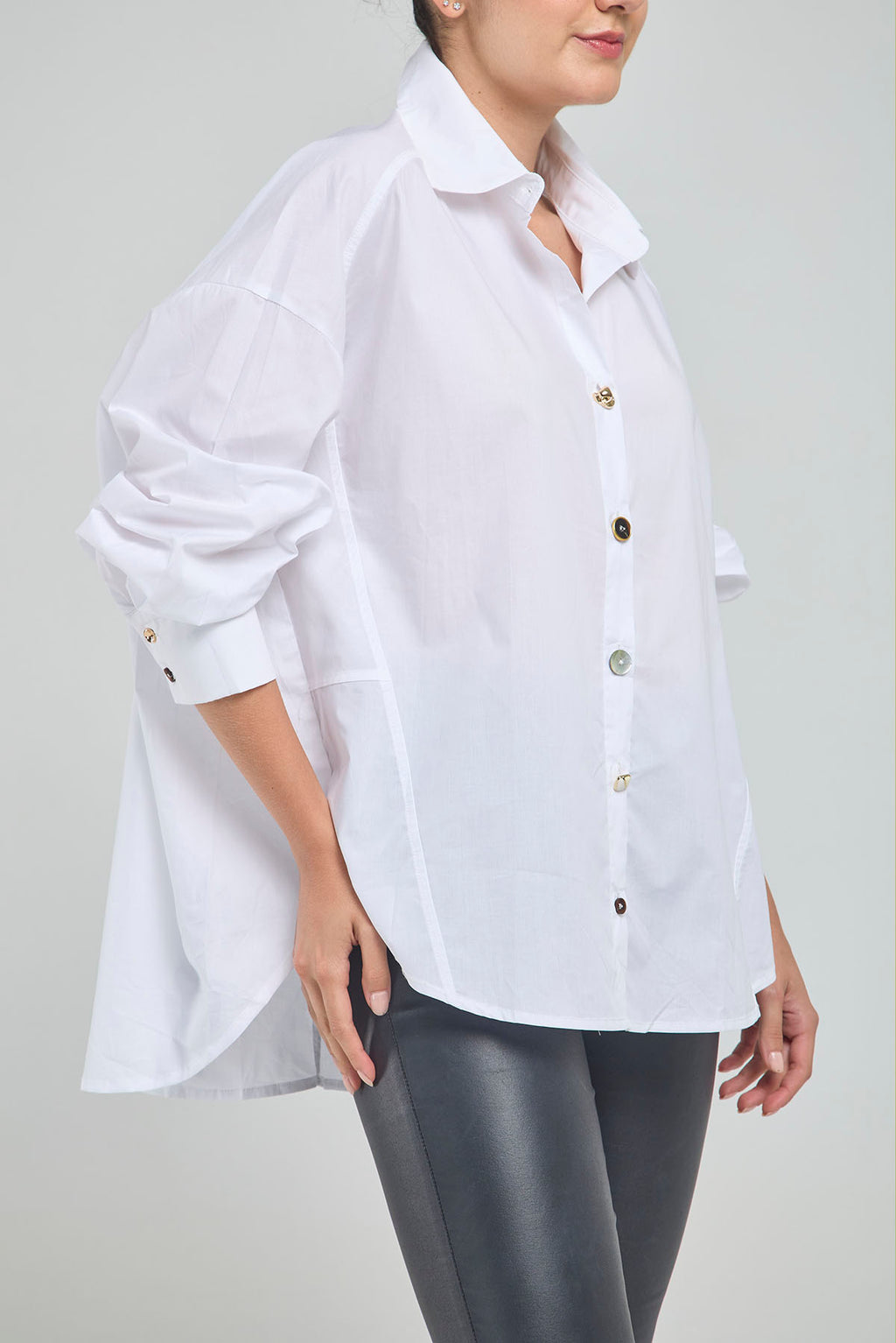 CAMISA CORTE LADOS FRENTE BOTON VARIOS CUELLO CAMISERO