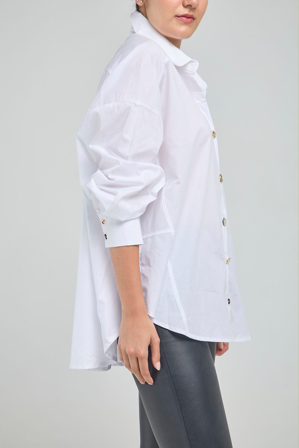 CAMISA CORTE LADOS FRENTE BOTON VARIOS CUELLO CAMISERO