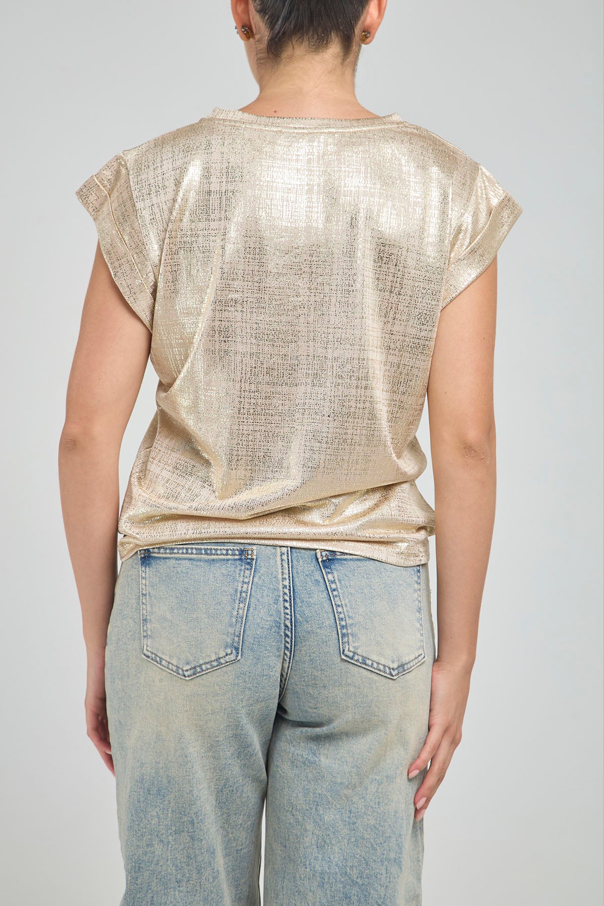 CAMISETA BASICA LUREX CUELLO REDONDO MANGA RODADA