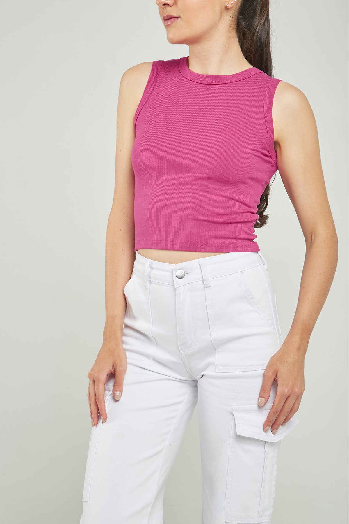 CAMISETA TEJIDA ACANALADA CUE/RED M/SISA