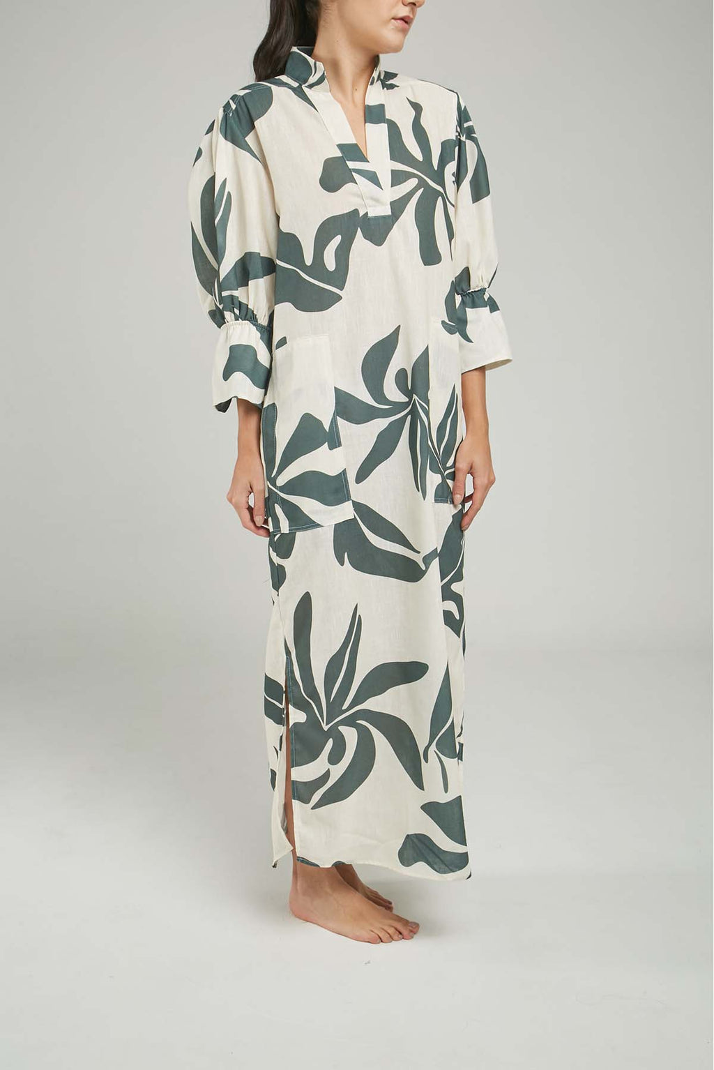 VESTIDO ESTAMPADO TREBOL BOLSILLOS  REC/LAD RES/PU