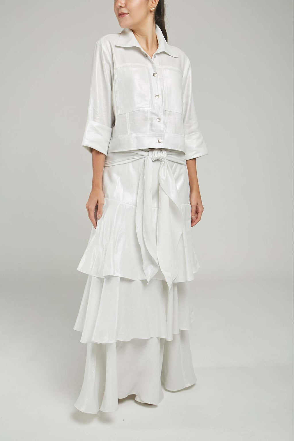 FALDA JASPEADA LUREX CAPAS FAJON PEGADO