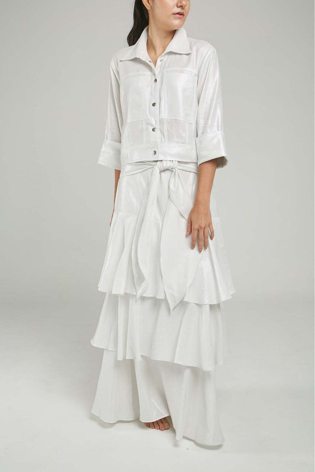 FALDA JASPEADA LUREX CAPAS FAJON PEGADO