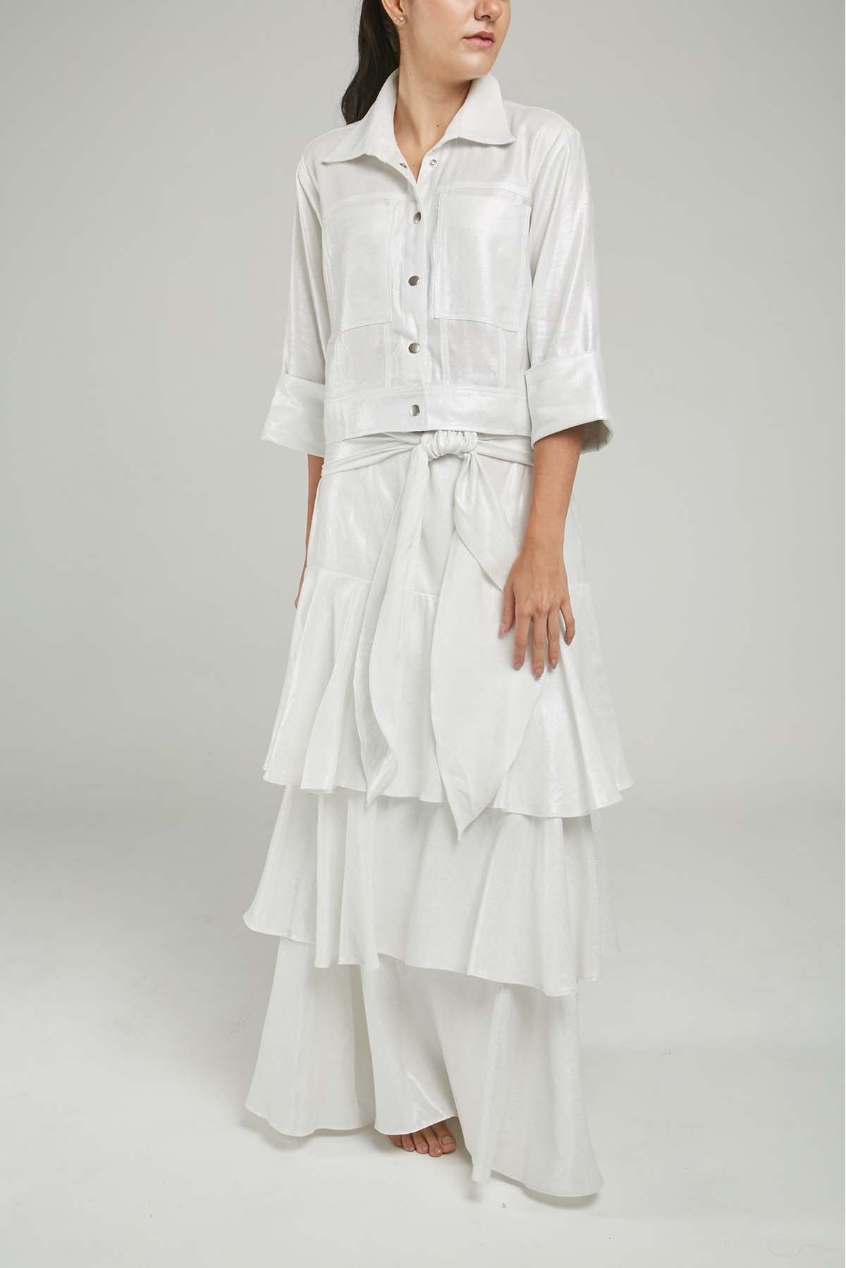 FALDA JASPEADA LUREX CAPAS FAJON PEGADO