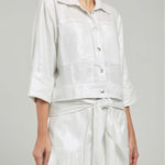 CHAQUETA JASPEADA LUREX BOLSILLO  MANGA 3/4  C/CA