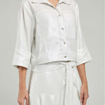 CHAQUETA JASPEADA LUREX BOLSILLO  MANGA 3/4  C/CA