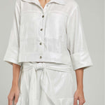 CHAQUETA JASPEADA LUREX BOLSILLO  MANGA 3/4  C/CA