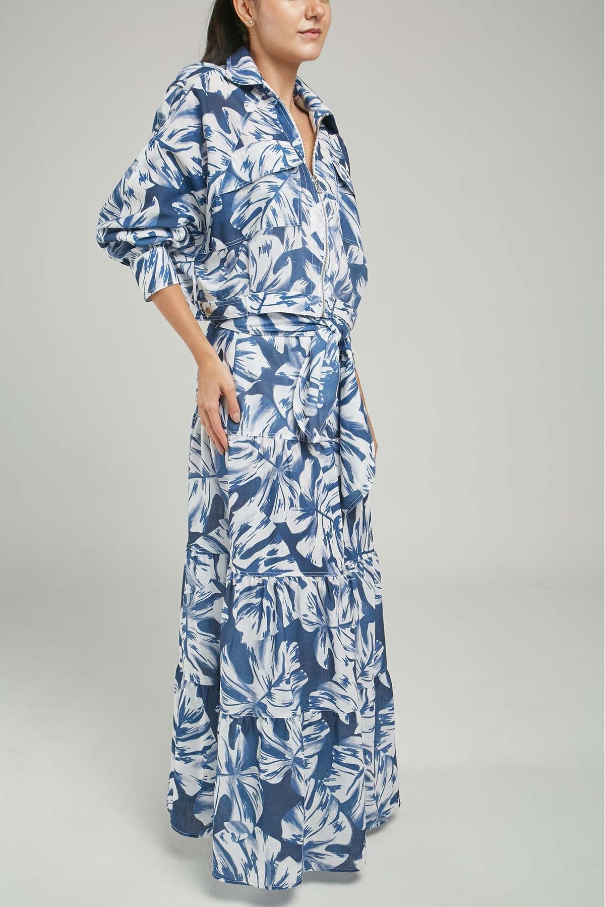 FALDA ESTAMPADO CORTE HORIZONTAL  PRETINA ANCHA FAJON