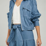CHAQUETA LINO BOLSILLOS IRREGULARES CHARRRETERA HOMBRO PRETINA