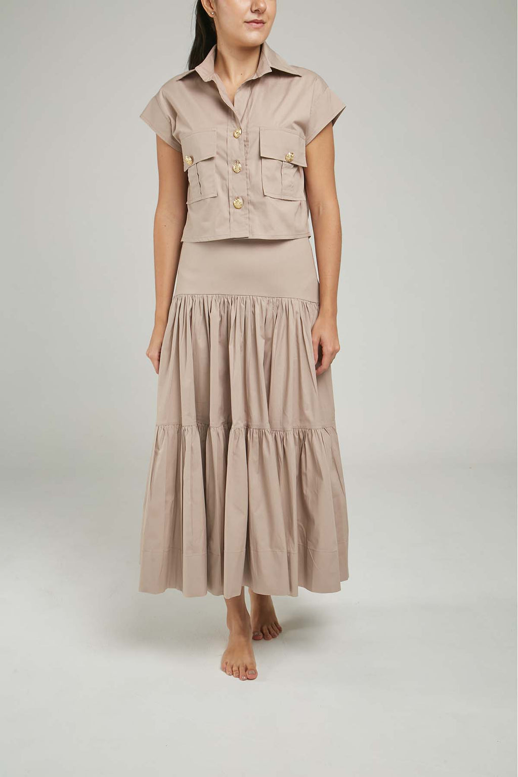 FALDA LARGA CORTE HORIZONTAL PRENSES PRETINA ANCHA