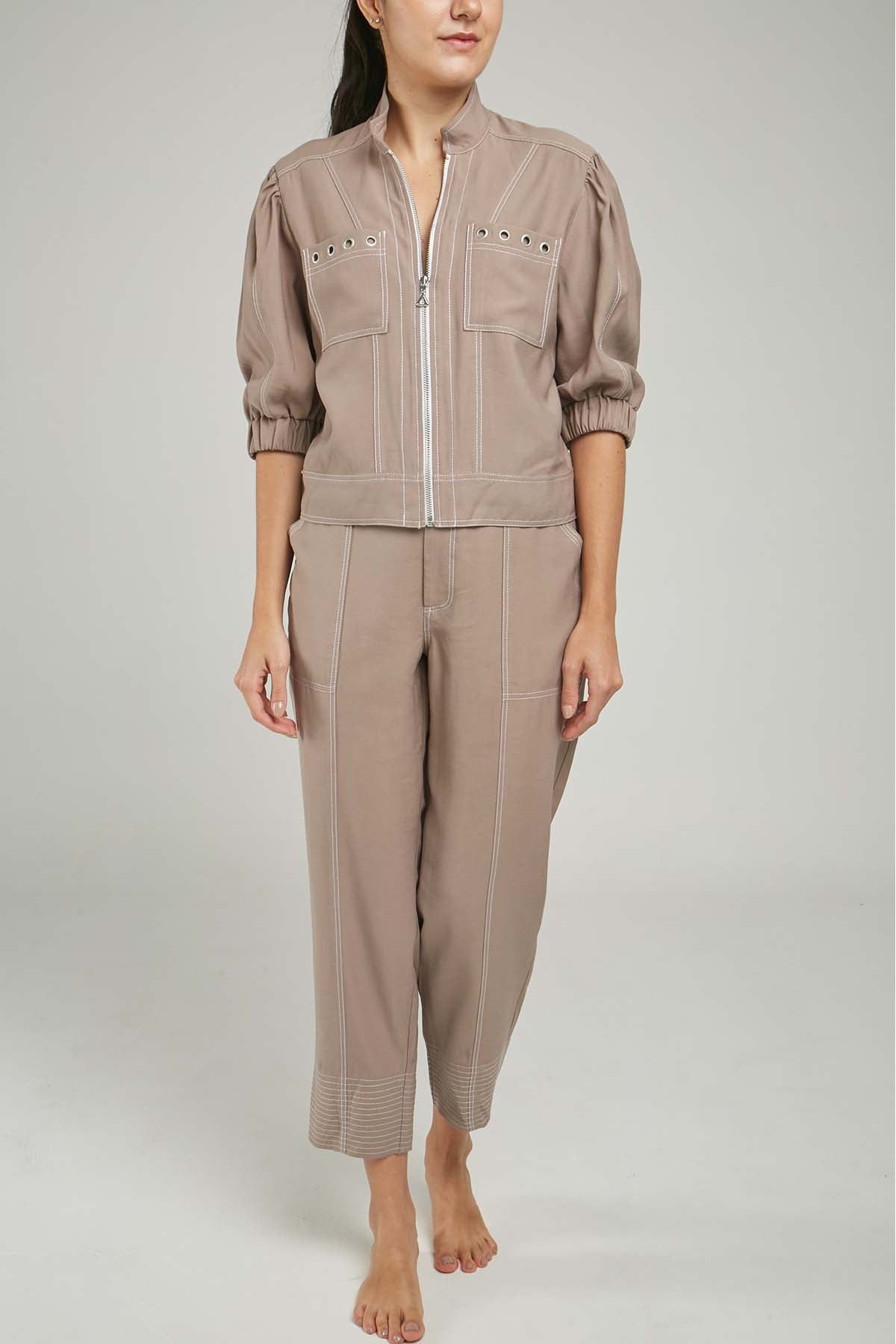 PANTALON BOTA PESPUNTE PESPESPUNTE DELANTE CINTU RESORTE