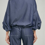 BLUSA DENIM TENCEL  CUELLO CAMISERO JARETA MANGA PELLIS