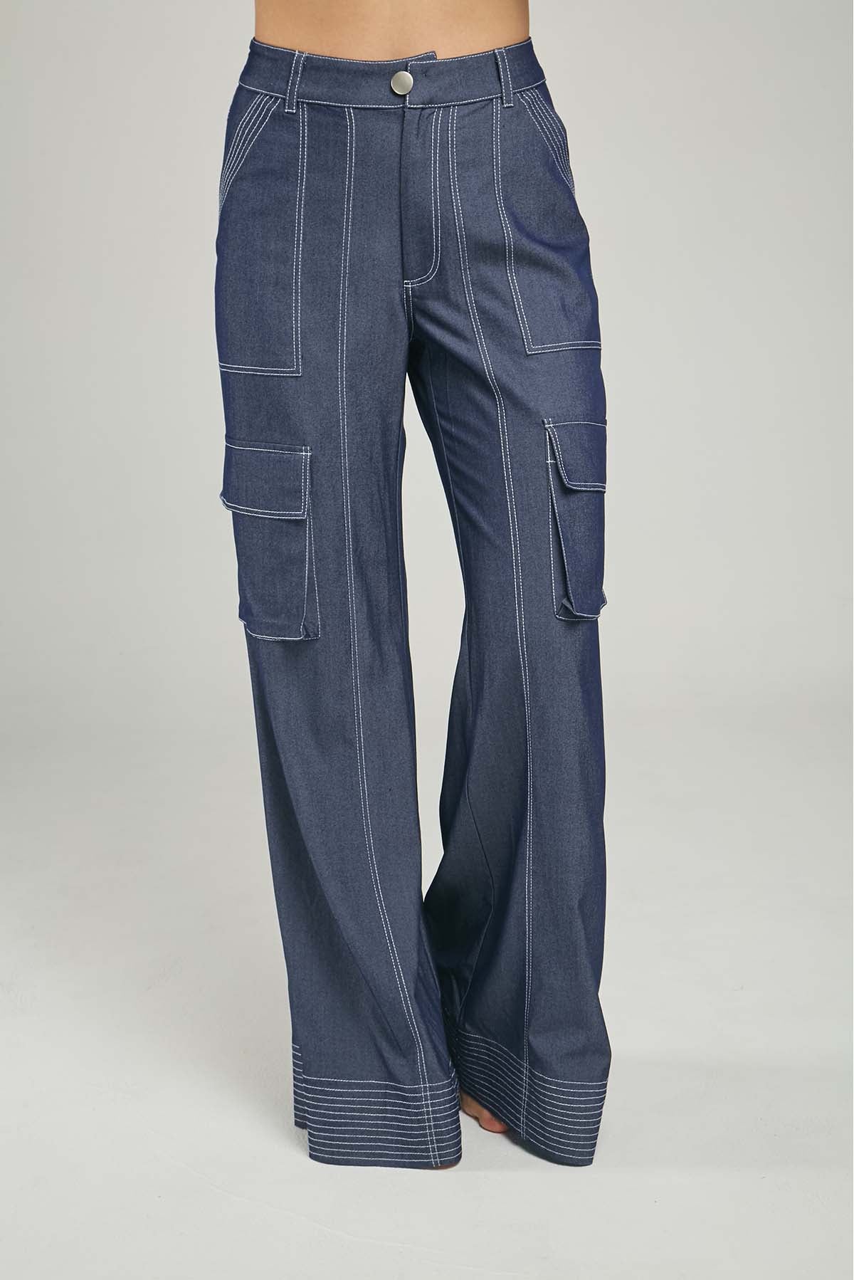 PANTALON DENIM TENCEL BOTA PESPUNTE  BOLSILLO DELANTERO