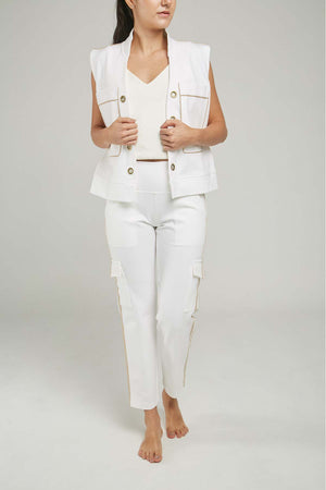 PANTALON CARGO HILADILLA LADO BOTA ESTRECHA TACHES