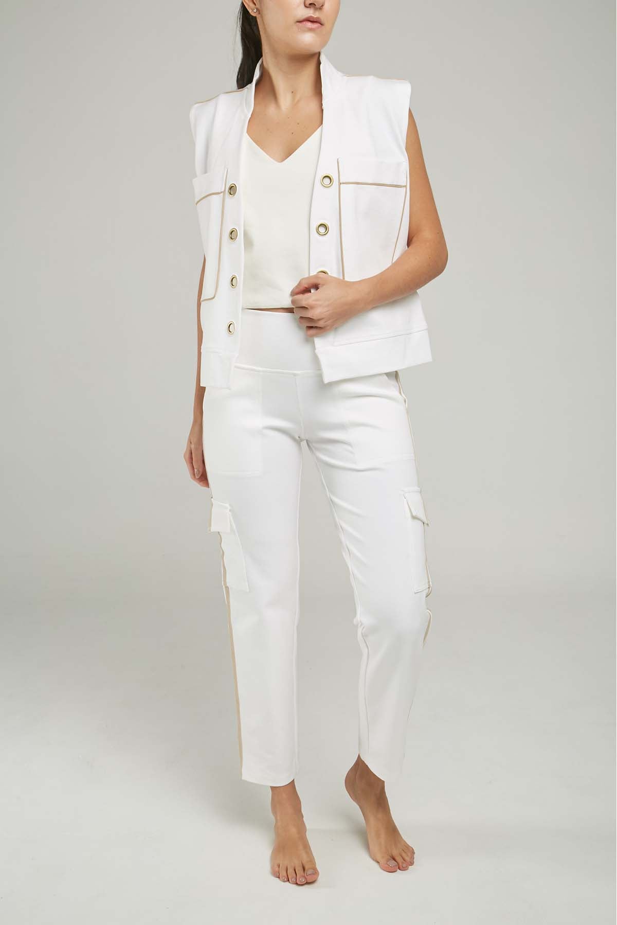 PANTALON CARGO HILADILLA LADO BOTA ESTRECHA TACHES