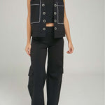 PANTALON TIPO CARGO BOLS BOTA ANCHA PRETINA  ANCHA