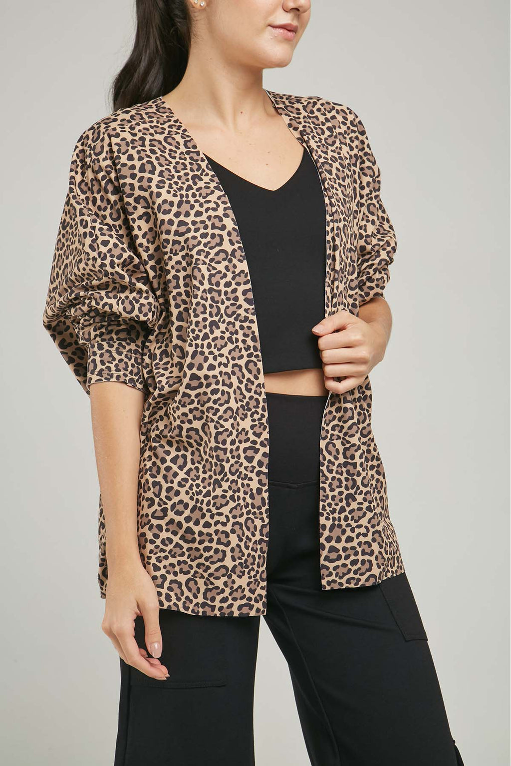 CARDIGAN ANIMAL PRINTINA  MANGA RANGLA CORTE PUÑO