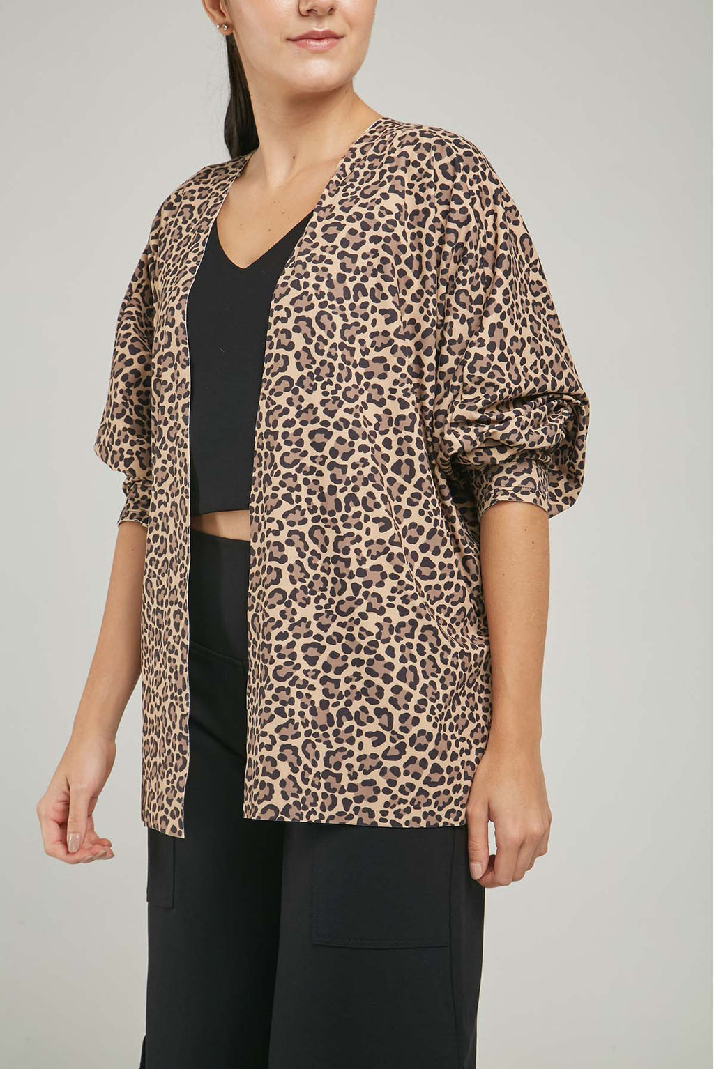 CARDIGAN ANIMAL PRINTINA  MANGA RANGLA CORTE PUÑO