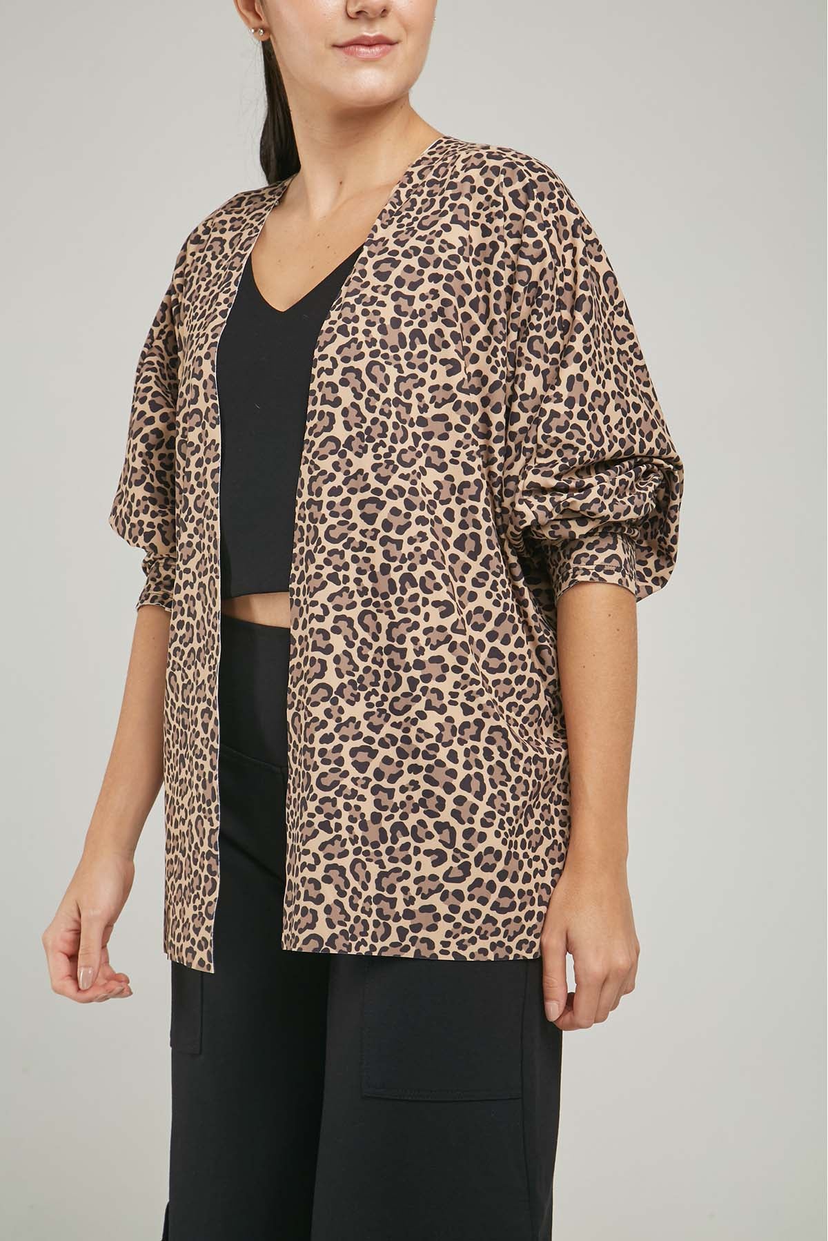CARDIGAN ANIMAL PRINTINA  MANGA RANGLA CORTE PUÑO