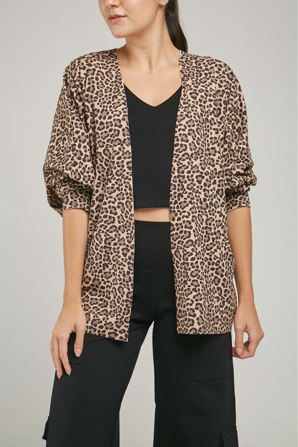 CARDIGAN ANIMAL PRINTINA  MANGA RANGLA CORTE PUÑO