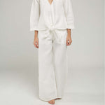 PANTALON LINO BORDE DESFLECADO PESPUNTE CAMEL