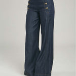 PANTALON TIPO JEAN BOTONES ADELANTE  BOTA ANCHA