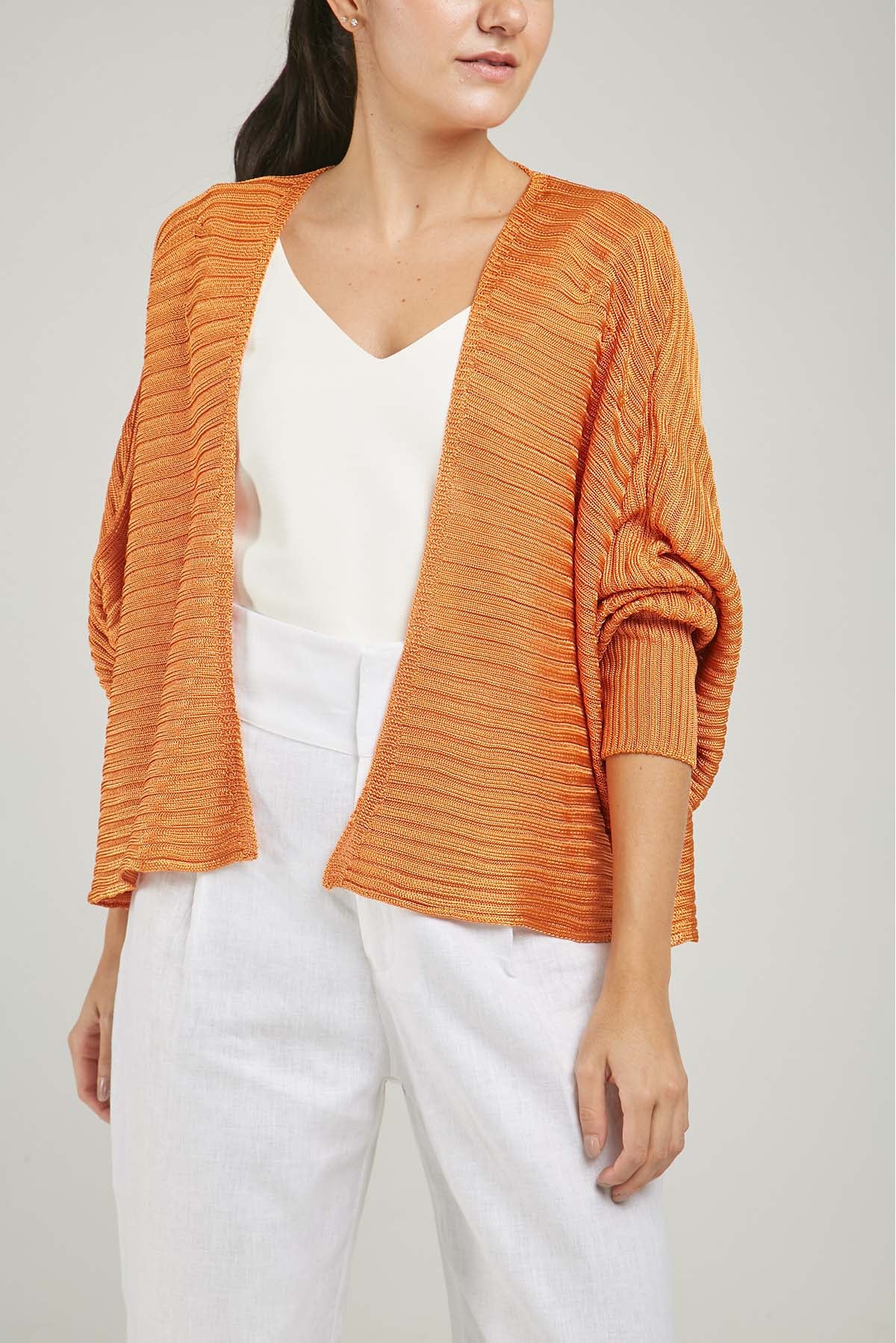 SACO ABIERTO TEJIDO CROCHE ACANALADO PUÑO BRI