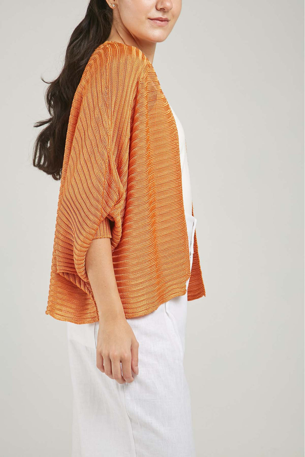 SACO ABIERTO TEJIDO CROCHE ACANALADO PUÑO BRI