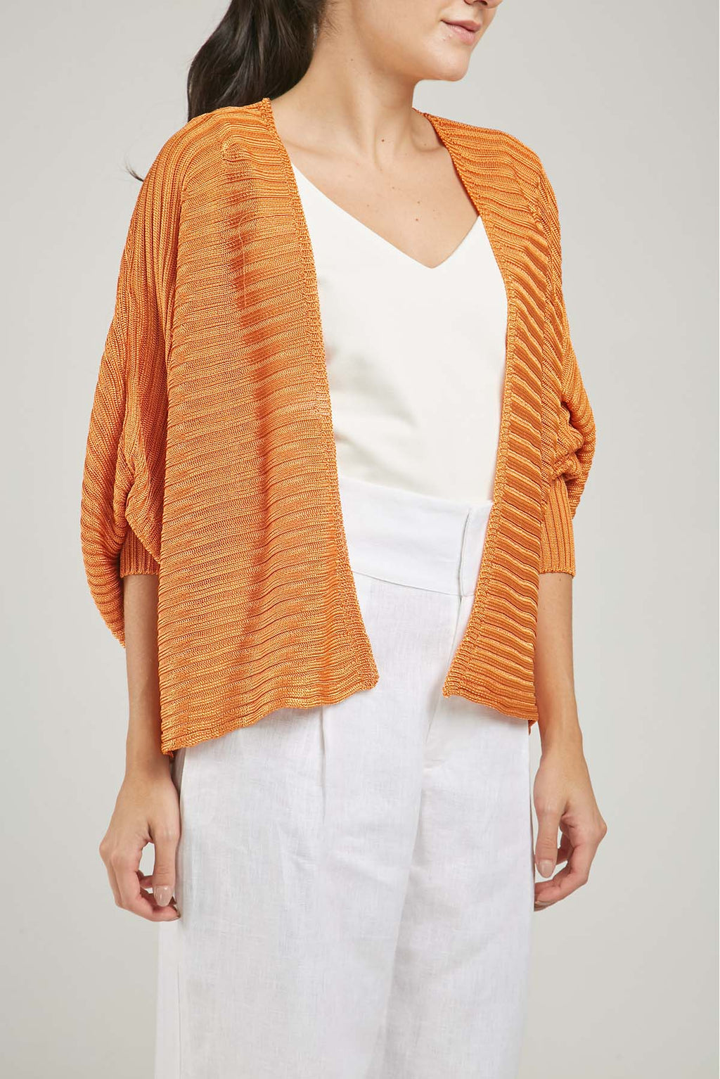 SACO ABIERTO TEJIDO CROCHE ACANALADO PUÑO BRI