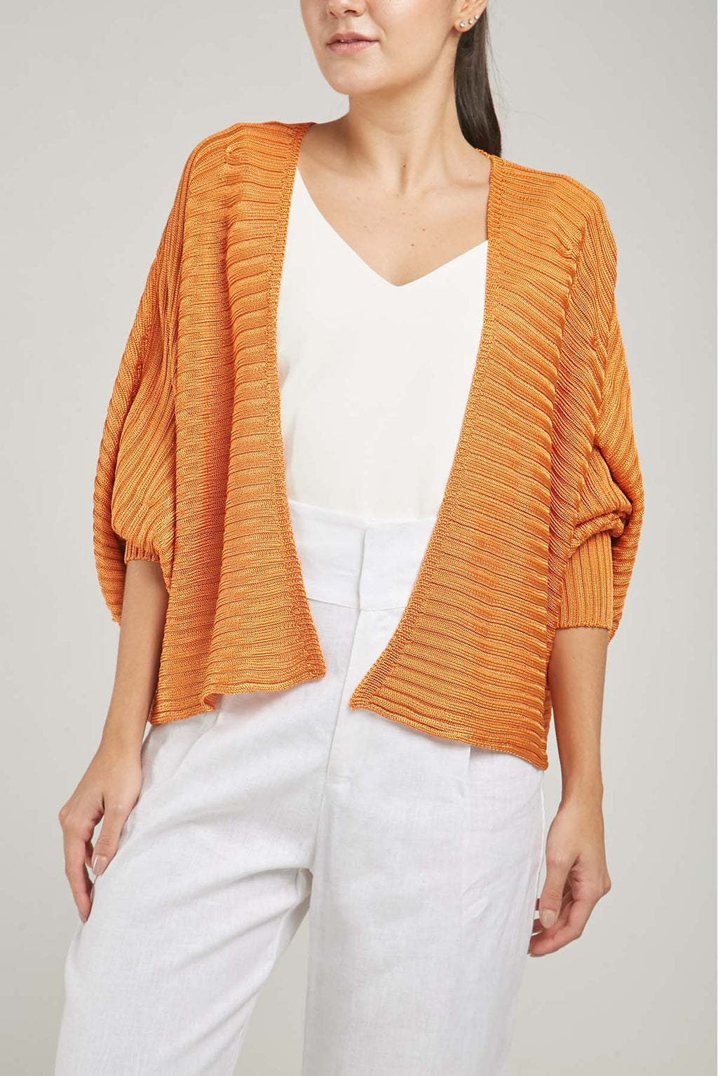 SACO ABIERTO TEJIDO CROCHE ACANALADO PUÑO BRI