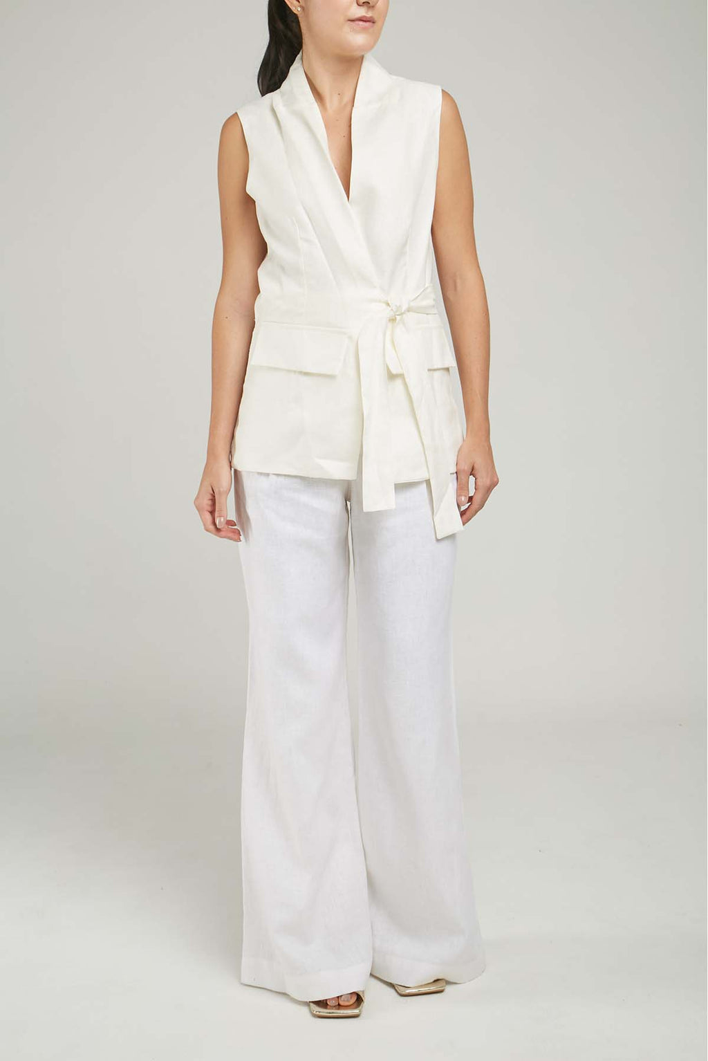 CHALECO LINO CRUZADO FAJON TAPAS C/N M/S