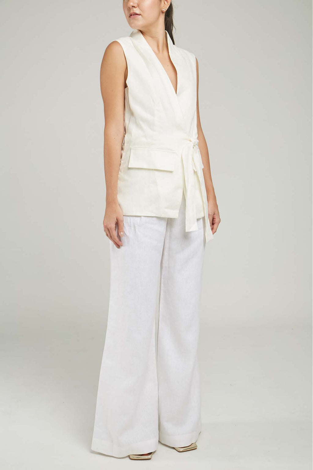 CHALECO LINO CRUZADO FAJON TAPAS C/N M/S