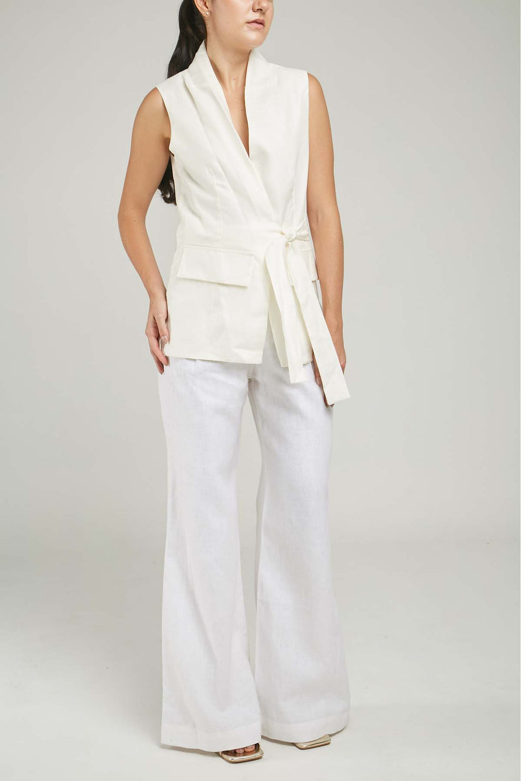 CHALECO LINO CRUZADO FAJON TAPAS C/N M/S