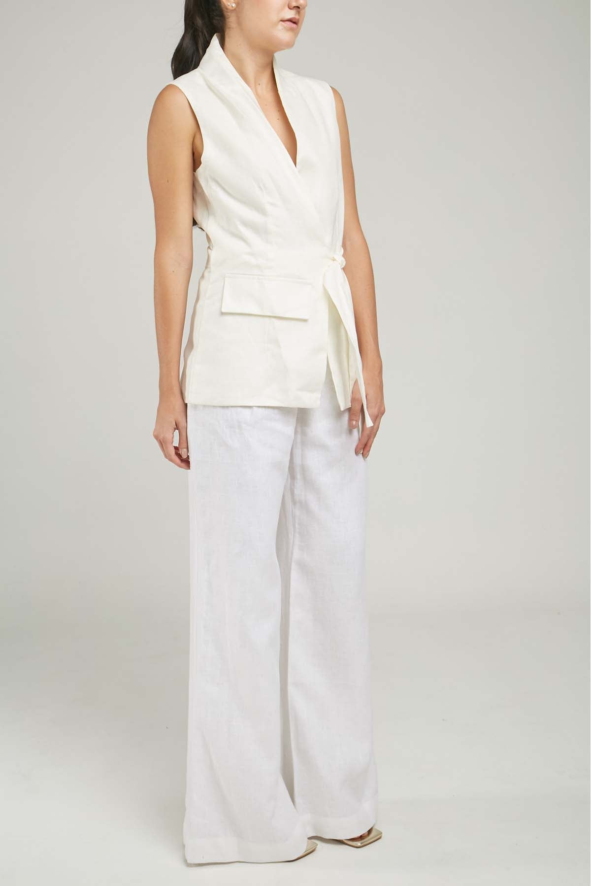 CHALECO LINO CRUZADO FAJON TAPAS C/N M/S