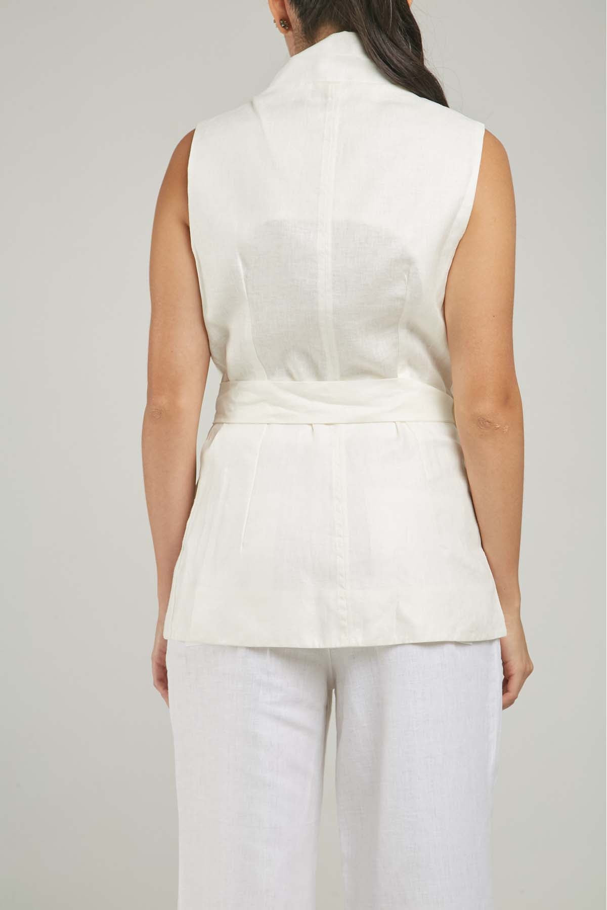 CHALECO LINO CRUZADO FAJON TAPAS C/N M/S