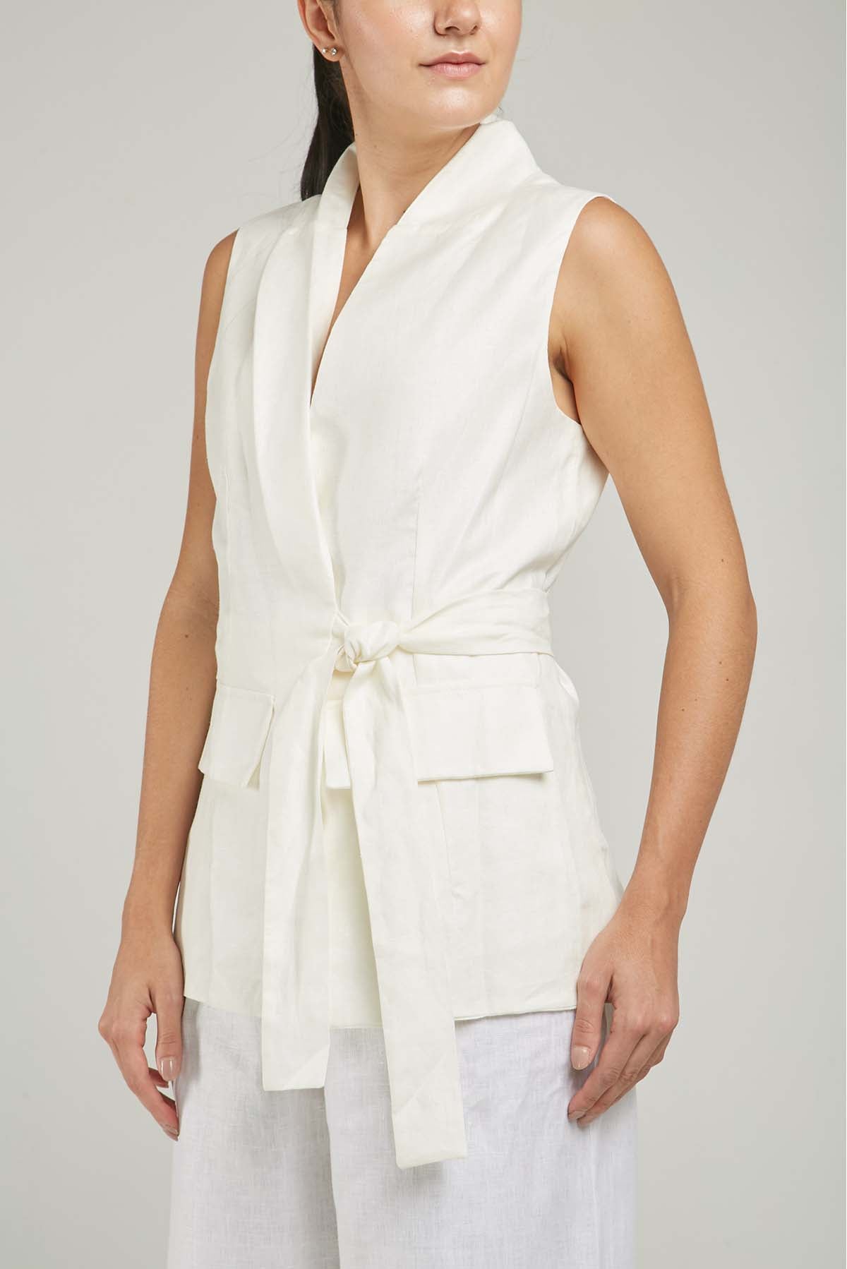 CHALECO LINO CRUZADO FAJON TAPAS C/N M/S