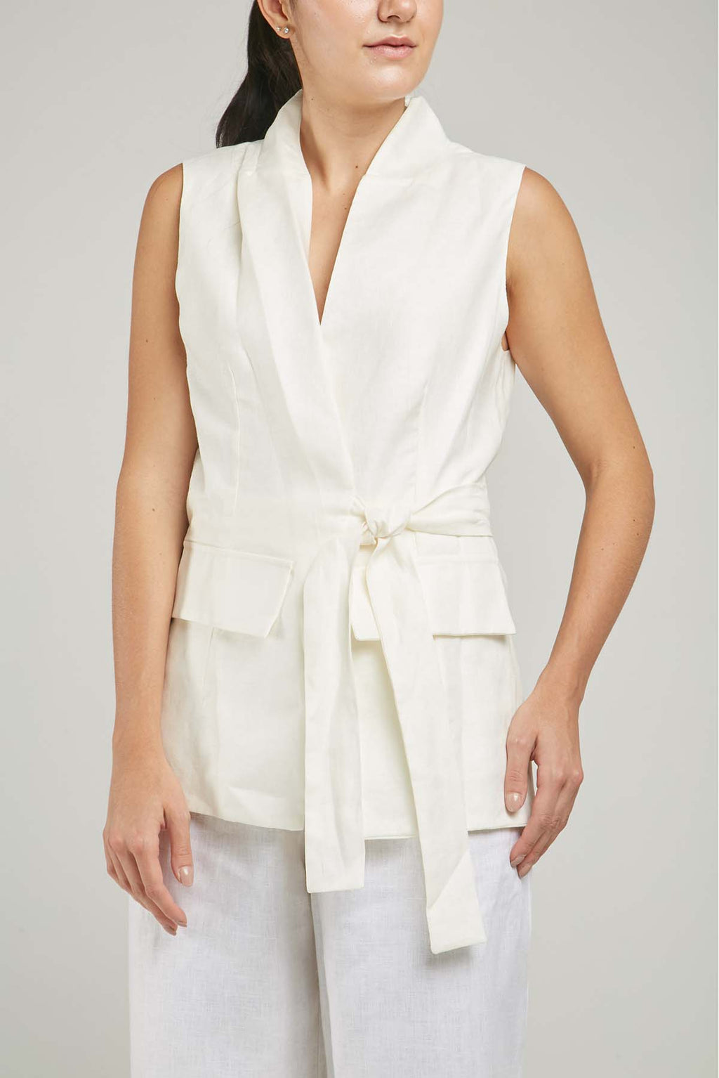 CHALECO LINO CRUZADO FAJON TAPAS C/N M/S