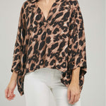 BLUSA ANIMAL PRINT MANGA RANGLA OJAL PUÑO C