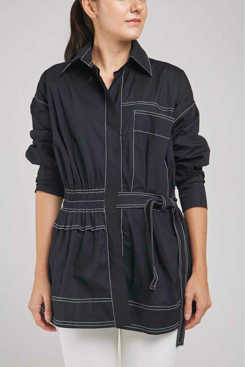 BLUSON 1 BOLSILLO GRANDE RECOGIDO CINTURA AMARAR LADO ML