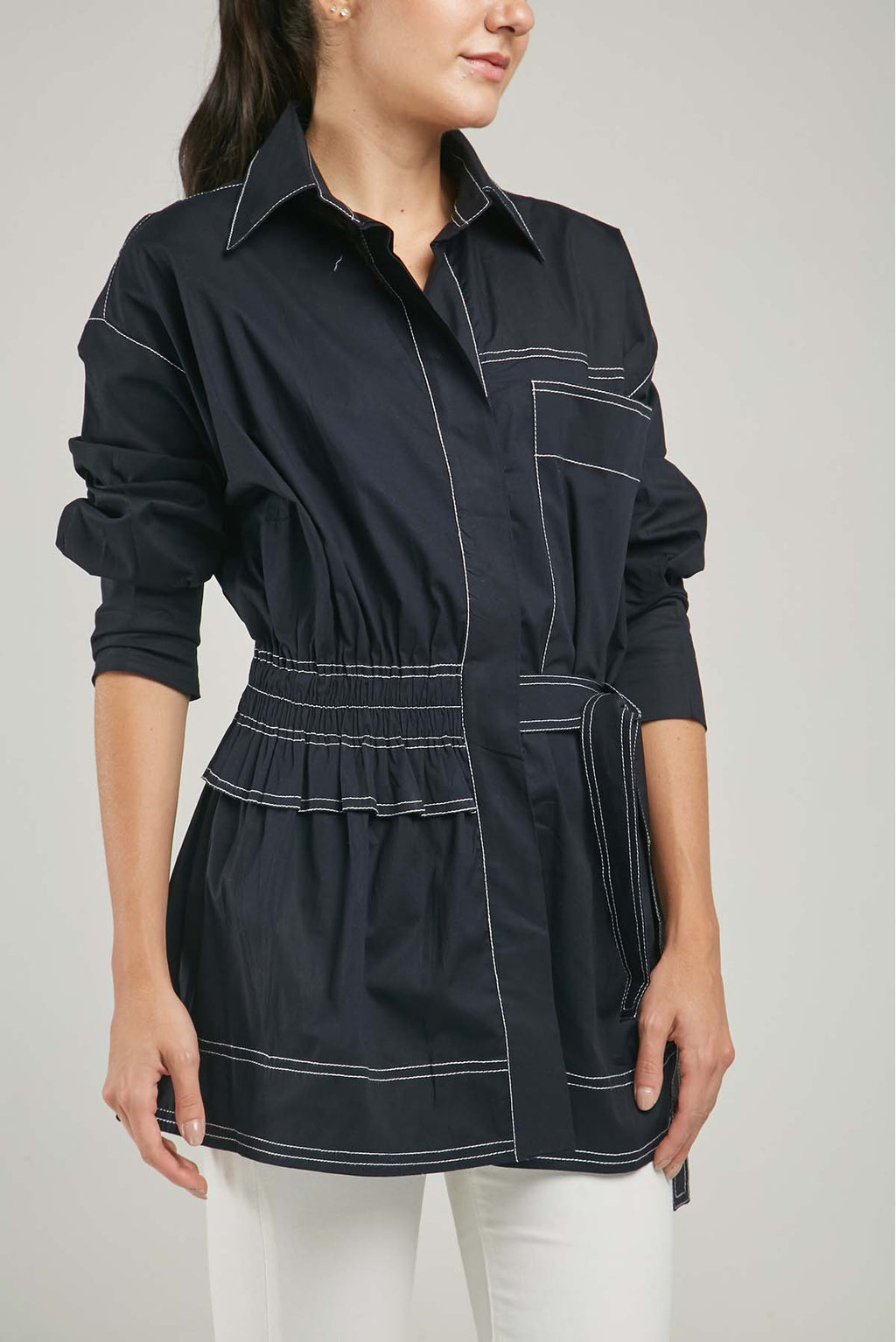 BLUSON 1 BOLSILLO GRANDE RECOGIDO CINTURA AMARAR LADO ML