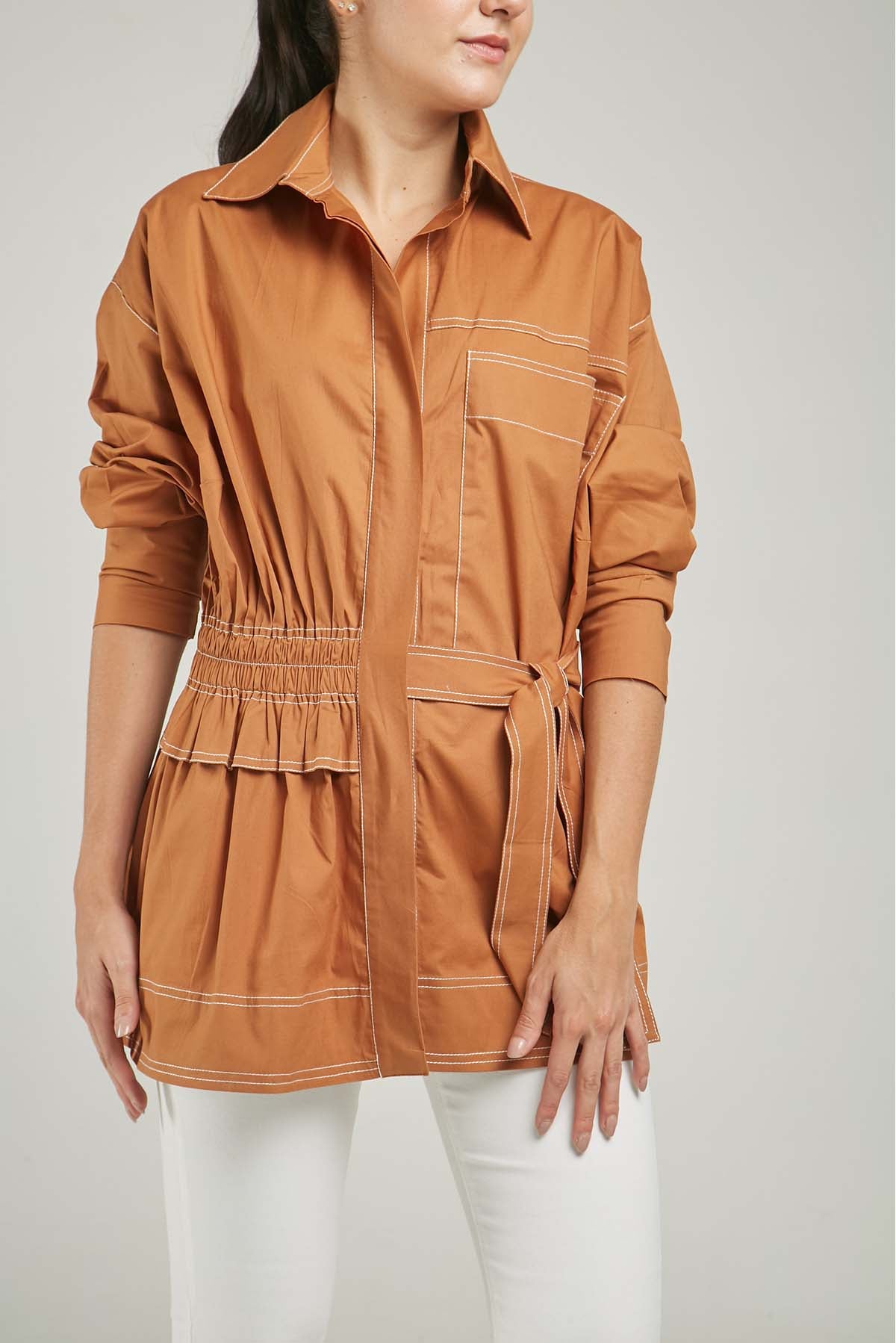 BLUSON 1 BOLSILLO GRANDE RECOGIDO CINTURA AMARAR LADO ML