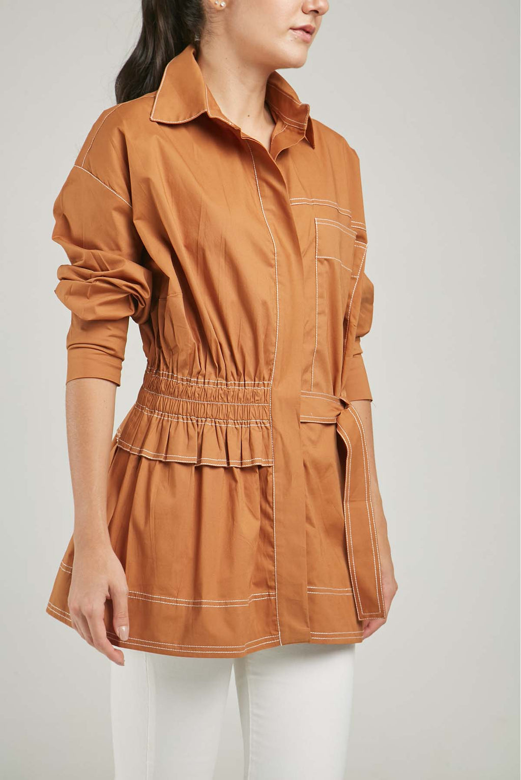 BLUSON 1 BOLSILLO GRANDE RECOGIDO CINTURA AMARAR LADO ML