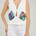 CHALECO ESTAMPADO BOLSILLO DIAGONAL  CIERRE  C/V MS
