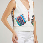 CHALECO ESTAMPADO BOLSILLO DIAGONAL  CIERRE  C/V MS